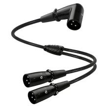 Right Angle XLR Male to Dual Male Y Splitter Cable, Balanced XLR Splitter 1 Male to 2 Male Microphone Cord Audio Adaptor