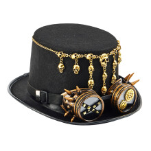 Edgy gotische topkap met schedeldecors en kwastjes Hoge dop voor