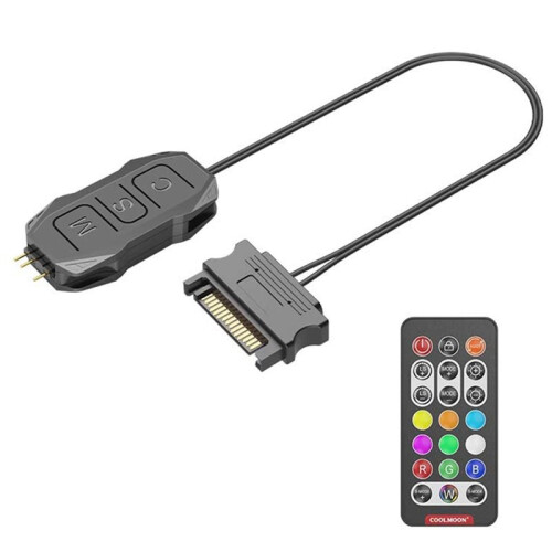 COOLMOON ARGB Controller to  RGB Remote  Controller HUB Adapter RGB Remote Controller for PC Fan Cooling Fan Light Strip