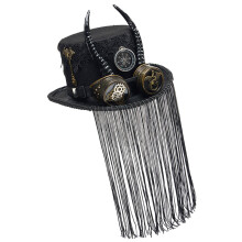 Gothic Goggle Franjes Geit Hoorn Top Cap Voor Mannen-Zwart