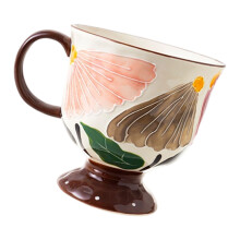 Elegant Retro Ceramic Mugs With 3D Flower Embossing-CLOTHYELLO