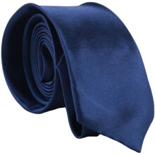 Slips med Smal Hals i Polyester Skinny Solid MöRkblå Tunn Slips för MäN (2 Tum Max Bredd)