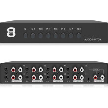 Audio Switcher, Audio  8 in 1 Out, 3.5 mm Aux + RCA L/R, Bidirectional Audio Switcher,for Headphones,Speaker