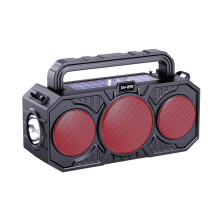 Solar Power Rechargeable Flashlight FM Radio with Wireless  Speaker TF USB for Outdoor Emergency Camping B