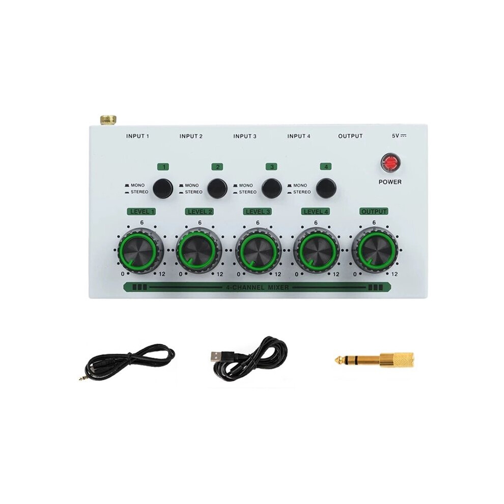 Mixer 4 Channel Small Mixer Microphone Extender Microphone Instrument Audio Integrator White 6032238723493