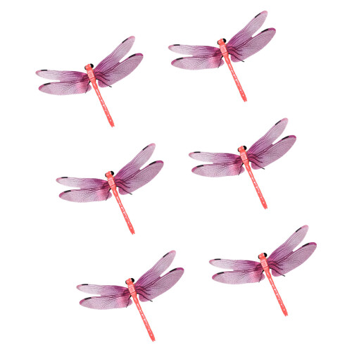 6PCS Simulation Dragonflies Yard Decorations Weather-Red
