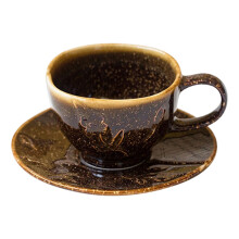 Collection de tasses et soucoupes en céramique,-marron antique