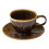 Ceramic Tea Cup Set Florals Embossed Pattern-antique brown 1