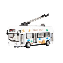 1:50 Kids Toys Alloy Bus Model London Single Decker Tram Bus Vehicles Car Toy with Light & Sound Collections White