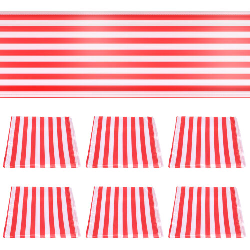 6 Pieces Striped Table Runner Wedding Polyester Table Decor Red White Striped Design Tablecloth Decor 12 x 108 Inch