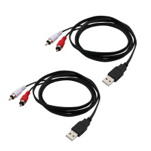 2X 1,5 Mt USB A Stecker auf 2X RCA Phono Stecker Av Kabel FüHren Pc Fernseher Aux Audio Video Adapter