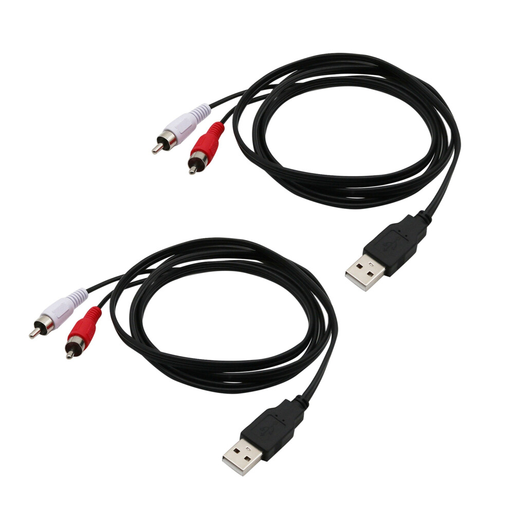 2X 1.5M Usb A Male To 2X Rca Phono Male Av Cable Lead Pc Tv Aux Audio Video Adapter 6033948033148