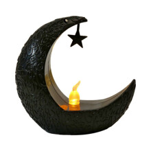 Castiçal Lua Estrelada Ramadan Festival Decoração de Casa Vento Festa Lanterna Vela Lâmpada de Mesa Eletrônica Moda A