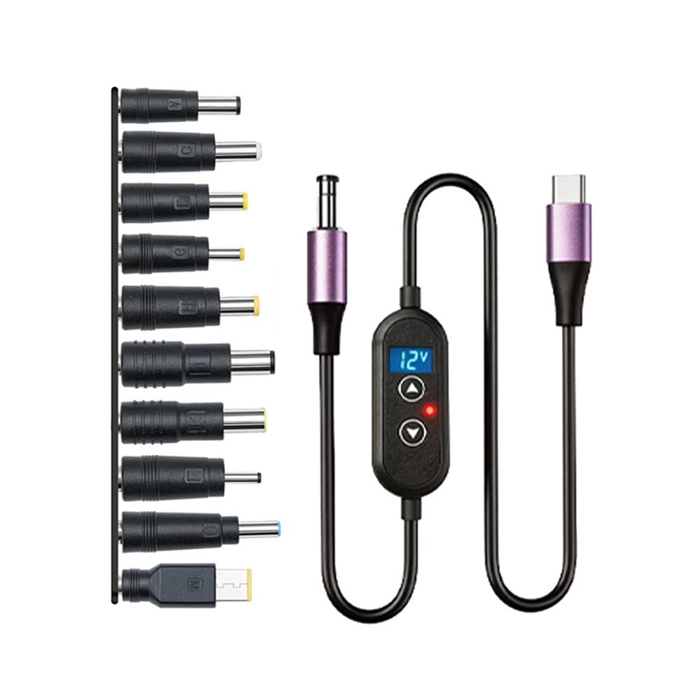 6-Speed Adjustable Type C Boost Cable 140W Power Booster Cable With 10 Connectors For Voltages 5V/9V/12V/15V/20V/28V Black 4711268957840