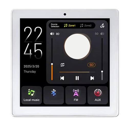 4 Inch Wall Amplifier Embedded Central Control Screen   Music Panel USB TF Card Reader 25W