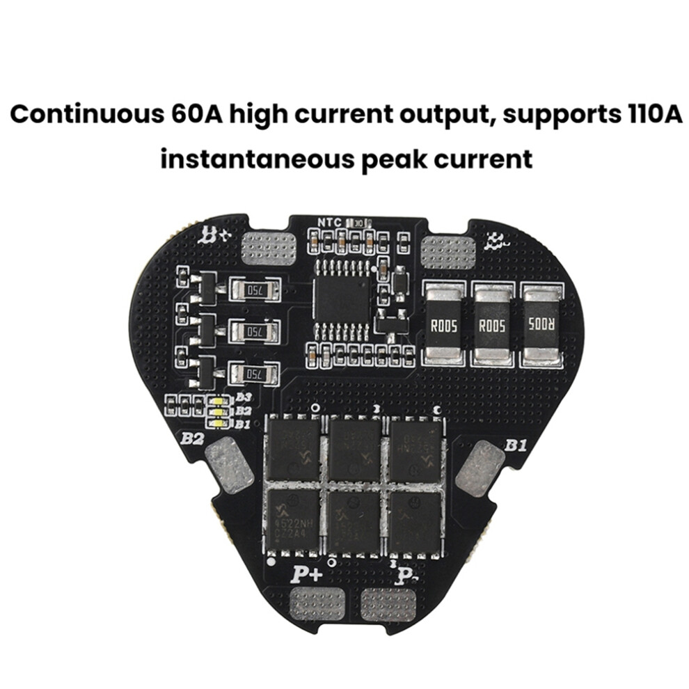 3S 60A Lithium Battery Protection Board,High Current Bms Module 11.1V 12.6V For 3-Cell Li-Ion Battery Pack, Overcharge 4714031738974