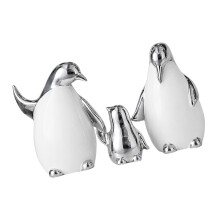 3 stuks keramische pinguïns standbeelden cartoon-gelukkig zilver