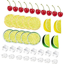 Decorative Plastic Fruit Slices Lemon Cherries Artificial Fruits