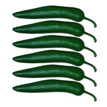 Set van 6 ABS-kunststof chilipepers, groenten, ideaal-Groente