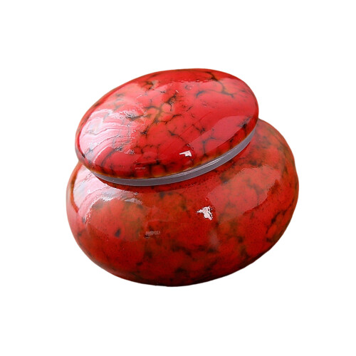 Small Ceramic Urn Cremation Box For Pet and Human Ashes -Red