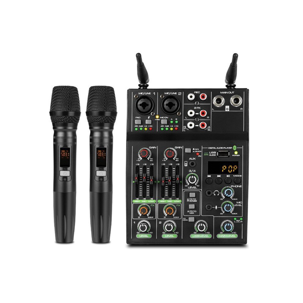 4 Channel Audio Mixer Console Audio Mixing With Wireless Microphone Usb Reverb Microphone For Dj Pc Record 4712553281350