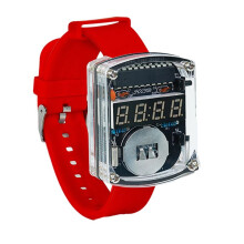 DIY Horloge LED Horloge Elektronische Kit 0,28 Inch Display Tijd Buis Klok met Kastband Leren DIY Soldeer Project B