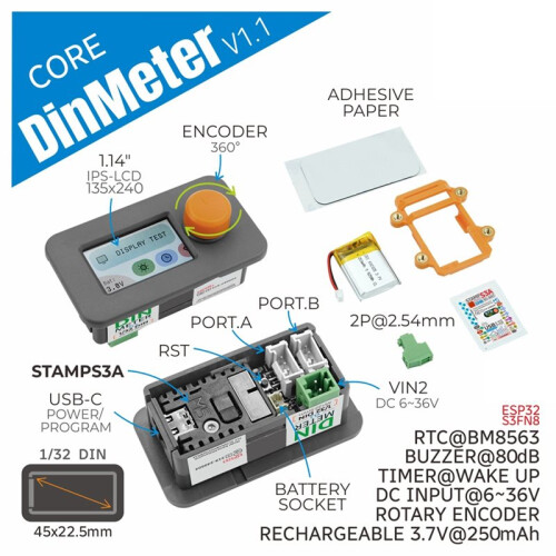 DinMeter V1.1 Dev Board Din Meter V1.1 Programmable 1/32 DIN Standard Development Board 1.14-Inch ST7789 Display 2