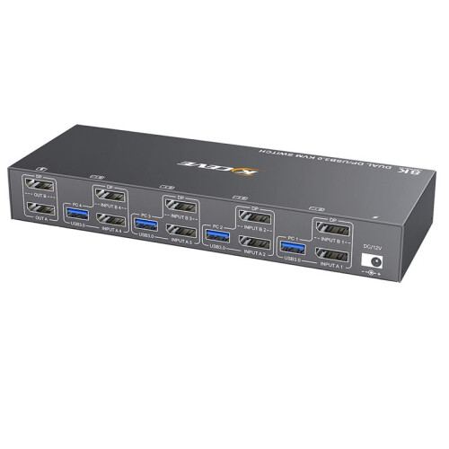 KCEVE KVM  4 Dator 2 Bildskärmar  USB 3.0 KVM Switcher Stöder 4K@60Hz DP Port KVM  EU PLUG
