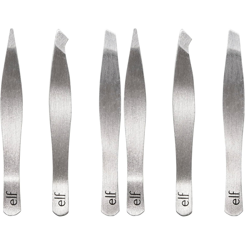 E.l.f. Tweezer Trio Kit, Three Mini Eyebrow Tweezers For Shaping, Defining & Grooming Brows, Great For Touchups On The Go, Vegan & Cruelty-Free, 2Pack