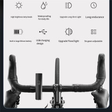 Luz de Bicicleta Faro de Bicicleta Linterna Recargable de Bicicleta Manillar Carga USB Destacado de Carretera de Montaña