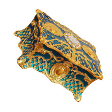 European Style Jewelry Organizers Antique Enamel Flower-Blue