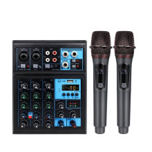 4CH RGB Sound Card Mixing Console Mixer +Microphone Professional Audio 4Channel Sound Mixer for Live Streaming