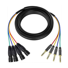 1 Stück 4-Kanal XLR-Buchse auf 6,35-mm-Klinke-Kabel, 1 M, 6,35-mm-TRS-auf-XLR-Mikrofonkabel, Symmetrische Stereo-Audioleitung