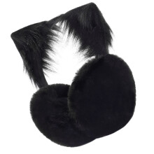 Kitten Earmuffs For Women And Girls, Soft Fleece Lining,-Black