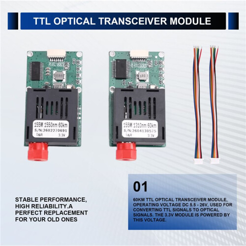 TX RX 60KM TTL Optical Transceiver Module Kit  5.5-26V Optical Terminal Equipment Drone-Specific 1