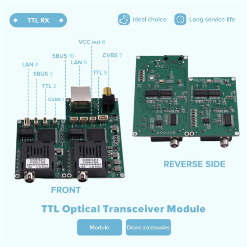 60KM TTL Optical Transceiver Module TX/RX Optical Terminal Equipment DC5.5-26V Drone-Specific 2