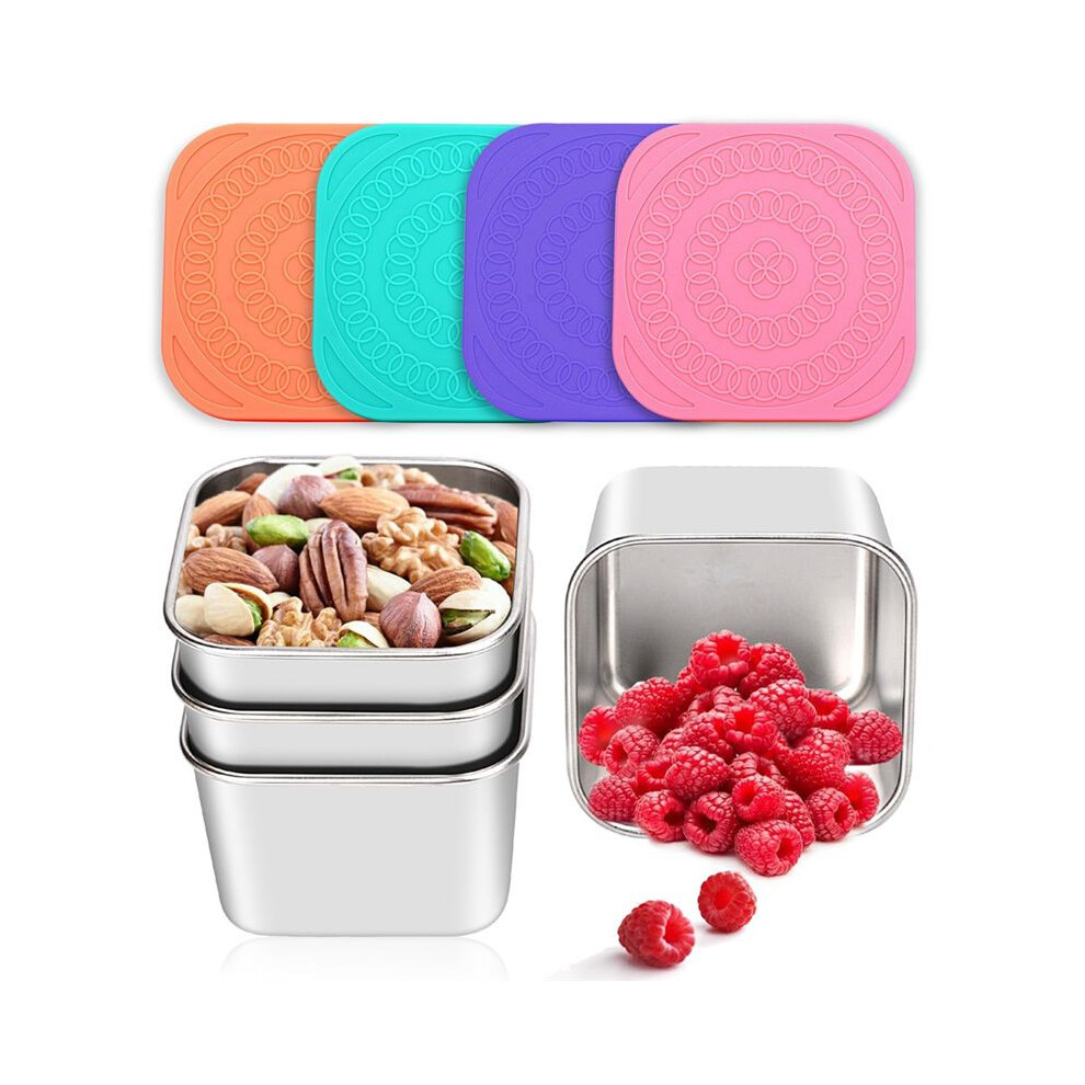 4Pack Stainless Steel Snack Containers For Kids, Leak-Proof Metal Food Storage Containers Stackable Lunch Box(6Oz) 4711235158010