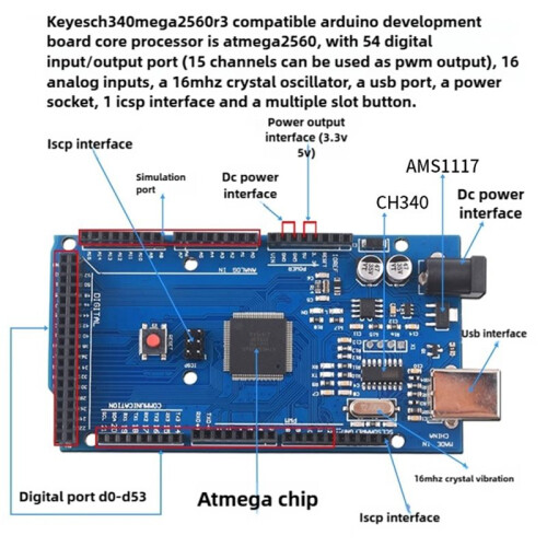 MEGA2560 MEGA 2560 R3 AVR USB Board Development Board MEGA2560 PRO for  Expansion Board DIY Kit 2