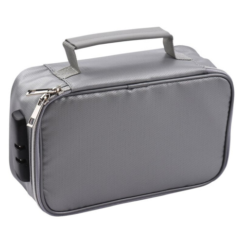 File Document Bag Safety Organizer with 3-Digit Lock Zipper Closure Fire & Water Pouch Multi-Layer Card Case