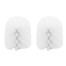 Replacement Spare Bathroom Accessory Plain Plastic Toilet Cleaning Brushes Holders White (2x White Heads)