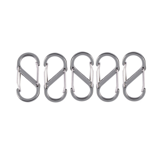 5 pcs  S Shape Key Chain Carabiner Fuse Clips (Silver)