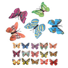 20 Stuks 7 cm 3D Kunstmatige Vlinder Pin Clip Dubbele Vleugel voor Thuis Kerst Bruiloft Decoratie, Kleuren Willekeurig Verzonden