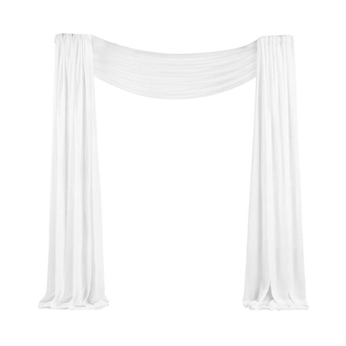 Tecido Drapeado em Arco de Casamento, 1 Painel, 29,5 Polegadas X 19,6 Pés, Cortina Branca de Chiffon Transparente para Cerimônia de Casamento