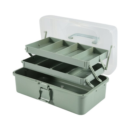 3-Layer Plastic Dividing Storage Box  Organizer and Storage with Adjustable Spacers Portable Handled Organizer