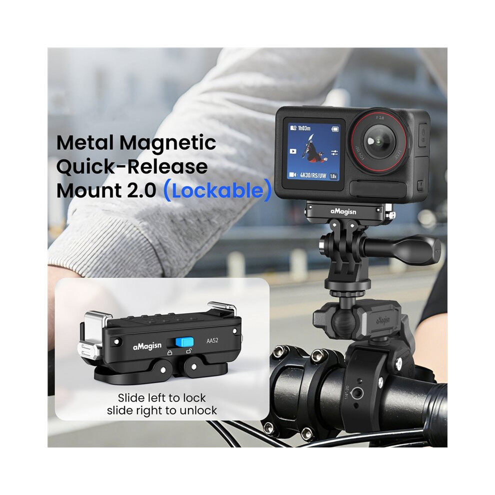 Amagisn Metal Magnetic Quick Release Mount For Osmo 360/Action 5 Pro 4/3 Foldable Bracket Expansion Accessories Lockable 4713580669036