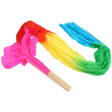 Abanico largo de bambu de seda de baile danza del vientre colorido hecho a mano velo para baile folclorico 1,8m