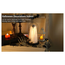 Halloween Decor Halloween Decorations Indoor-Light in Glass Cloche CuteGhost with Light for Home Kitchen Mantel
