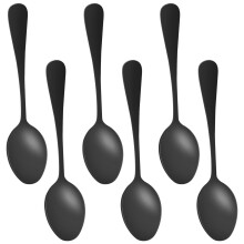 Zwarte Theelepels Theelepels, Roestvrijstalen Cakelepels, Schep voor Ijs, Kleine Theelepels voor Dessert, Set van 6 (Zwarte Koffielepels)