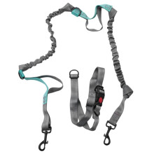 Hands Waist Dog Leash with Dual Bungees, Free Control for  to 150 lbs Dogs, Durable Dual-Handle Bungee Leash with Adjustable Waist Belt - for