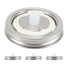 Fermentation Lids for Wide Mouth Mason Jars, 4 Stainless Steel Lids with Date Tracking, Fermentation Kit